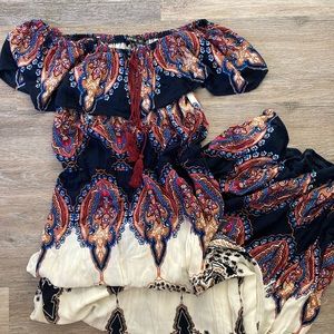 boho off the shoulder floor length shein dress